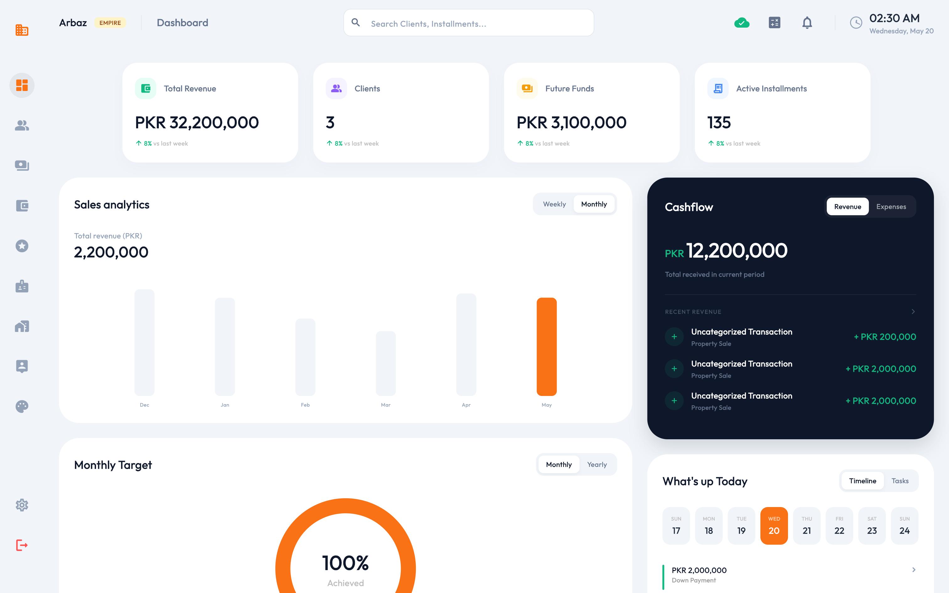 Arbaz Empire Real Estate Dashboard Mockup